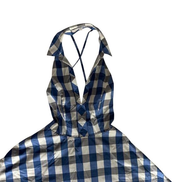 GUESS Blue Gingham Halter Dress Size 2 Fit & Flare Checkered Dress - Picture 8 of 10